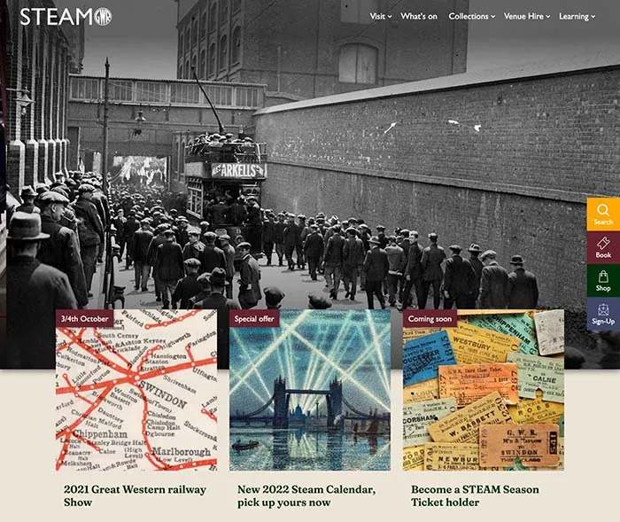 Steam museum home page website design